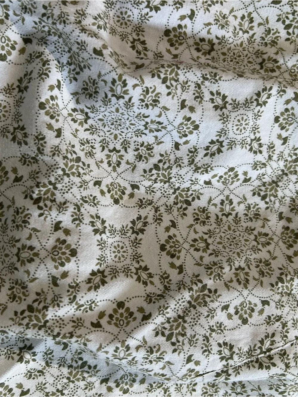 Classic White and Olive Floral Kitchen Apron